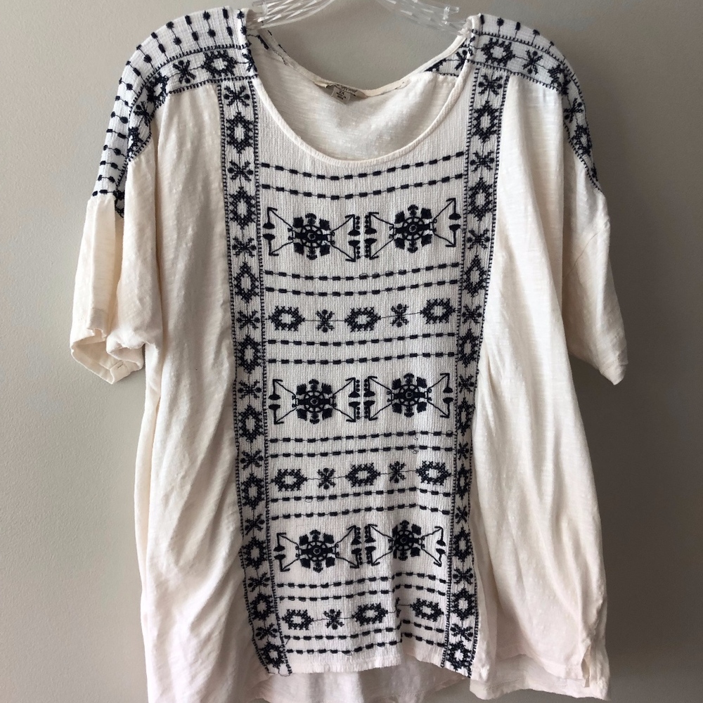 LUCKY BRAND Embroidered Boho Blouse